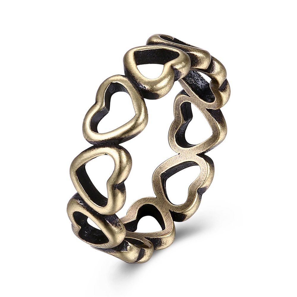 

Vintage Heart Shape Hollow Out Couples Ring Charm Jewelry, Bronze
