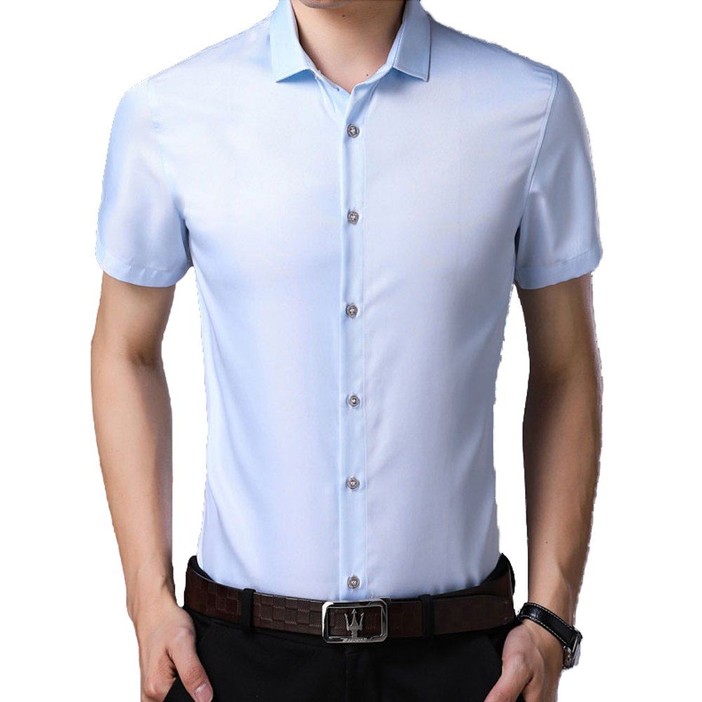 

Short-sleeved Solid Color Men's Shirt, Light blue