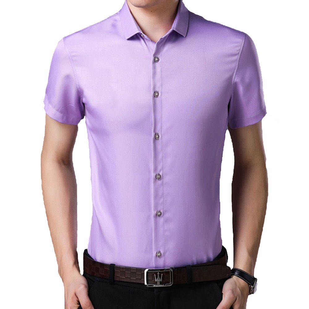 

Short-sleeved Solid Color Men's Shirt, Purple flower