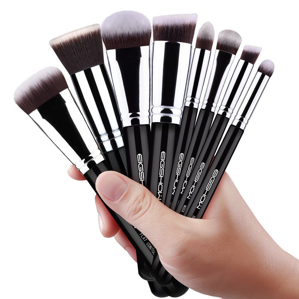 

EIGSHOW 8PCS Makeup Set Sculpt Blend Brush Comestic Kit Bright Silver, Multi-a