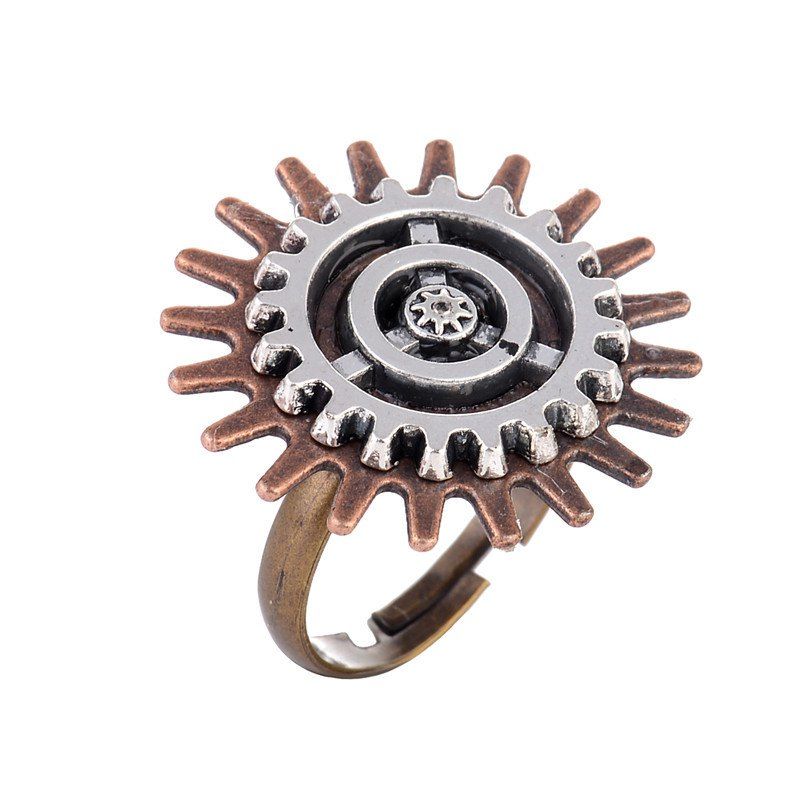 

New Personality Exaggerated Steampunk Gear Opening Adjustable Ring Jewelry, Multi