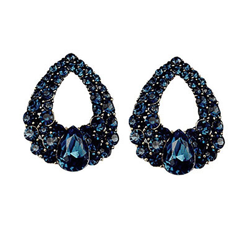 

Natural Crystal Jewelry Fashion Blue Big Sapphire Gold Earrings, Sapphire blue