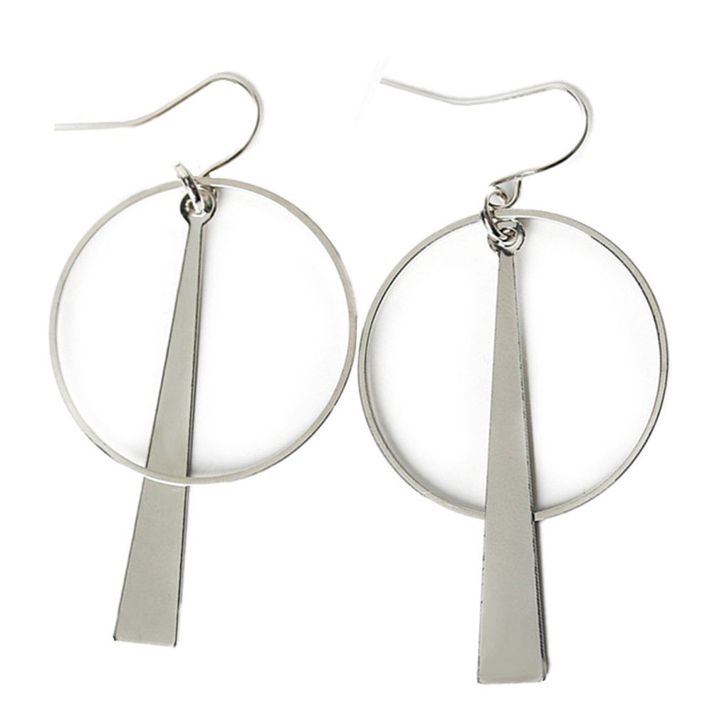 

Creative Fashion Geometric Accessories Long Circle Personality Earrings, Silver