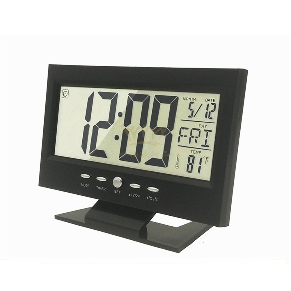 

Large Screen LCD Voice-Activated Backlight Temperature Student Induction Clock, Black