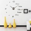 3D EVA European Minimalist Salon Stickers Muraux Grand Miroir Horloge Murale - Argent 
