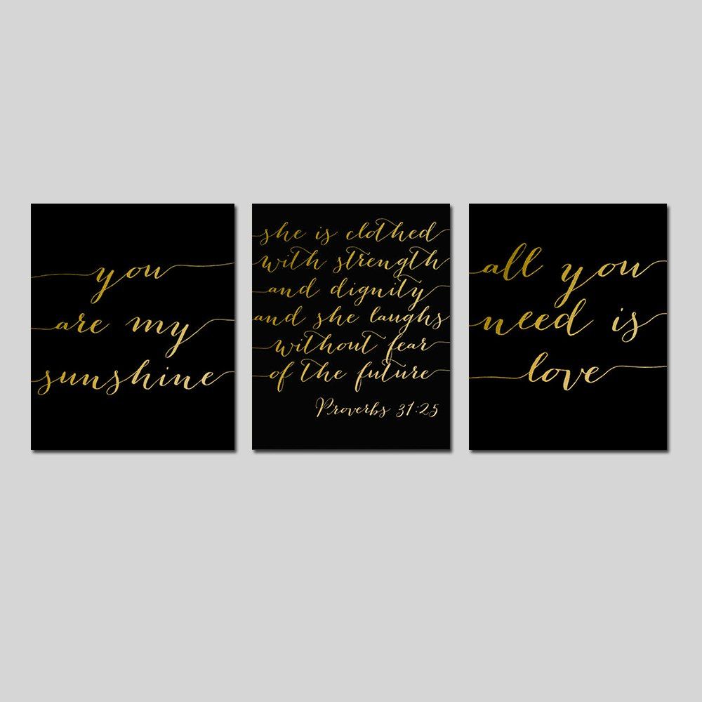 

Framed Canvas Living Room Background English Decoration Print 3PCS, Multi