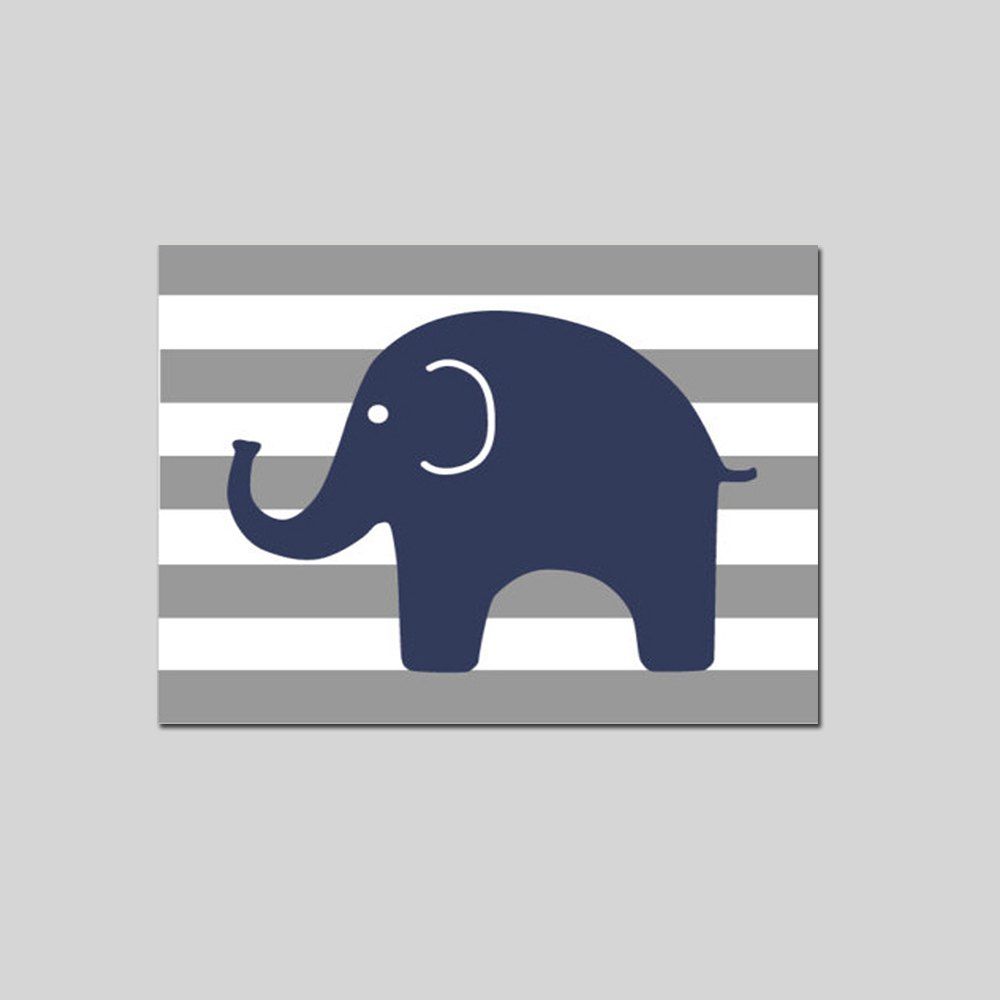 

Frame Canvas Living Room Bedroom Background Wall Small Elephant Adornment Print, Multi