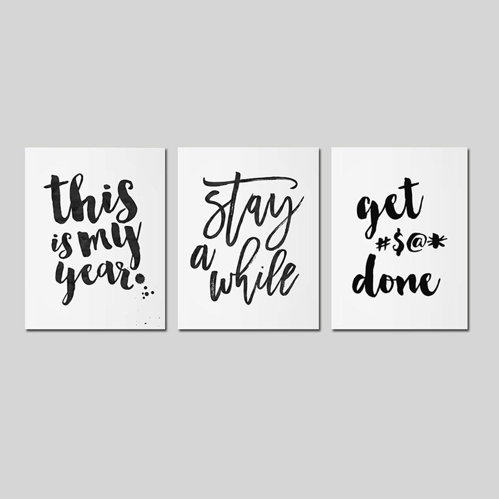 

Frame Living Room Background Wall Modern English Letter Decorative Print 3PCS, Multi