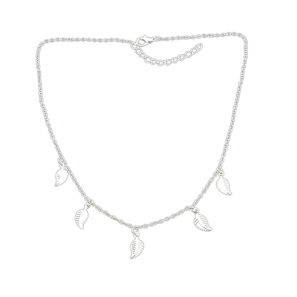 

Gold Silver Color Chain With Leaf Necklace