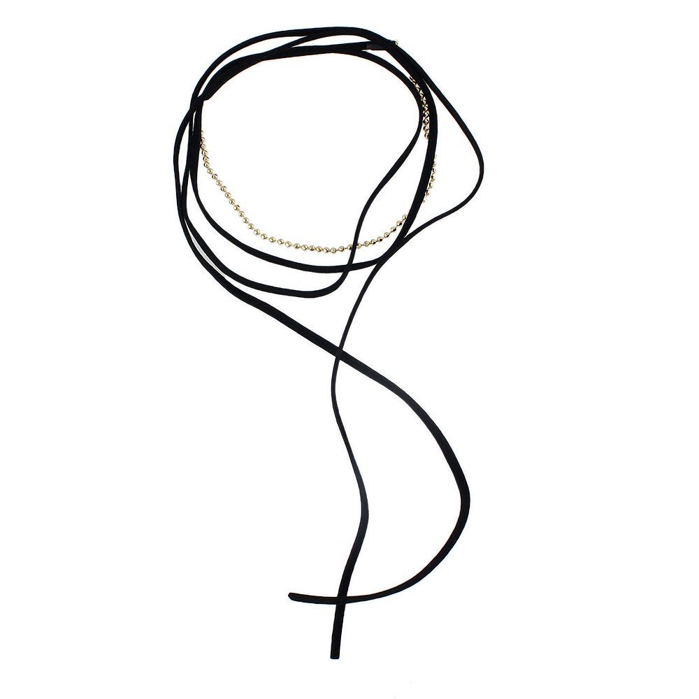 

Black Long Pu Leather Necklace