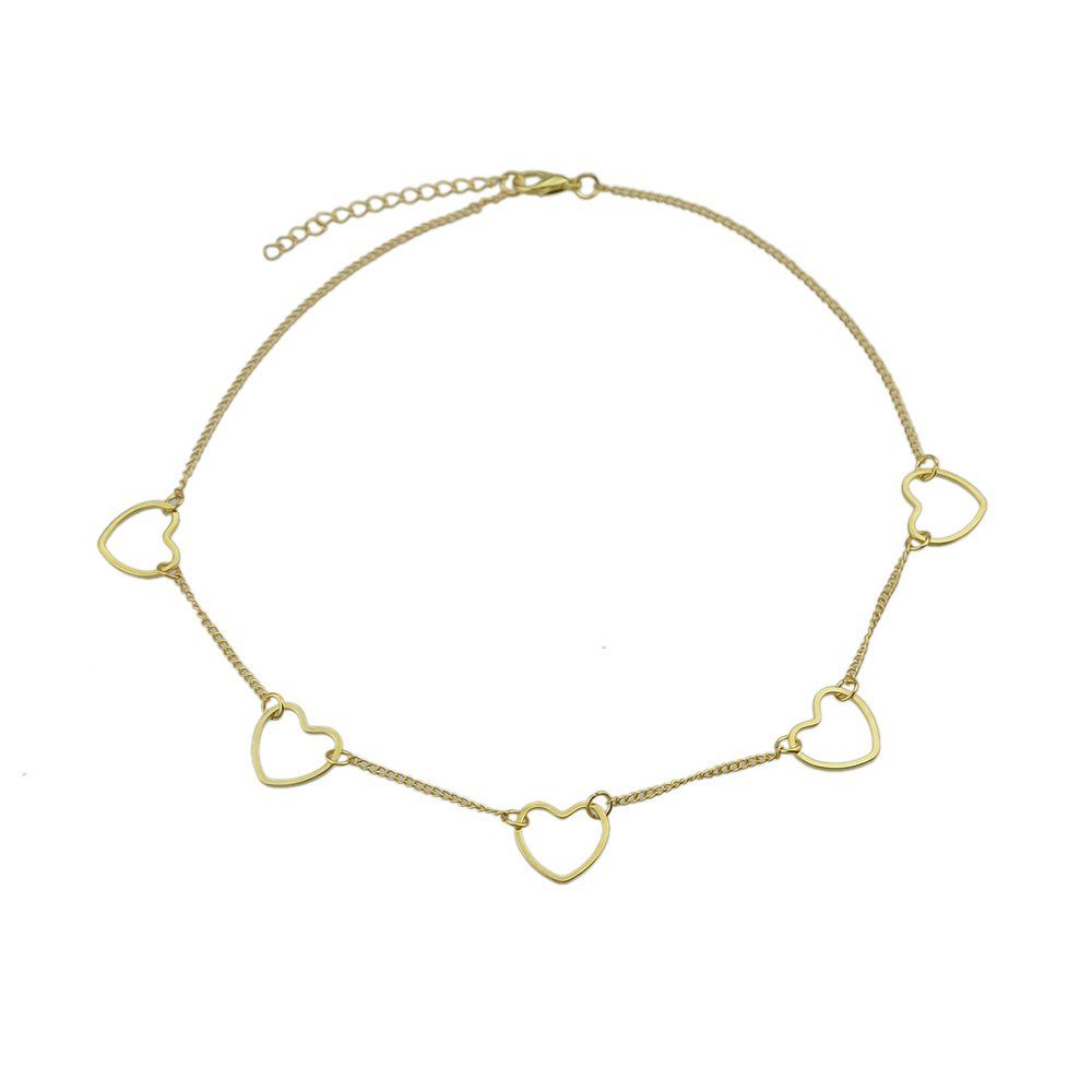 

Gold-color Silver Color Long Chain with Heart Pattern Necklace