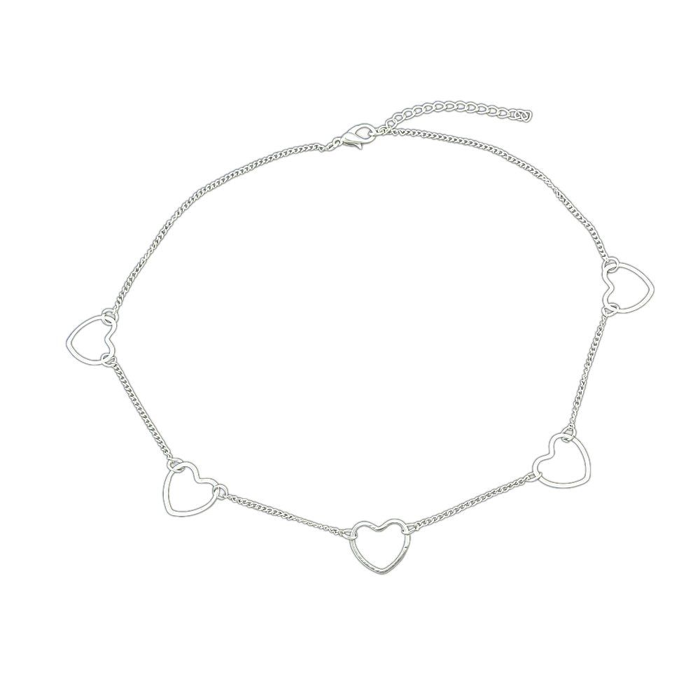 

Gold-color Silver Color Long Chain with Heart Pattern Necklace