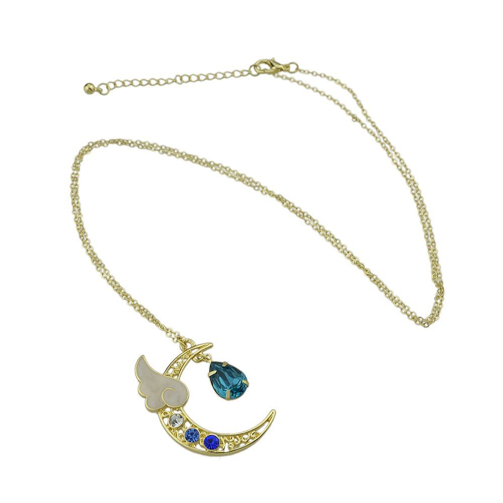 

Geometric Pattern With Rhinestone Pendants Jewelry Necklace, Blue