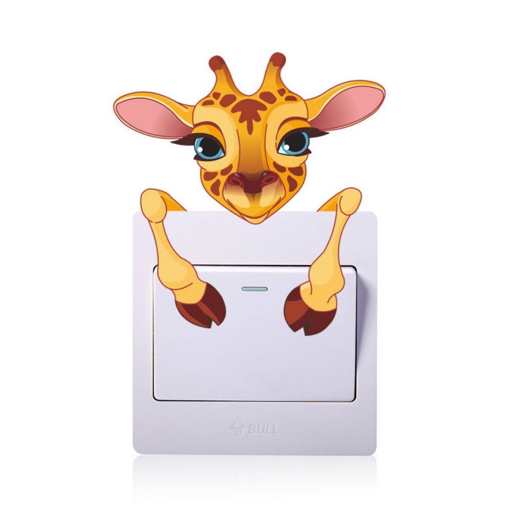 

Cute Animals Light Switch Sticker Remoable Wall Sticker, Golden brown