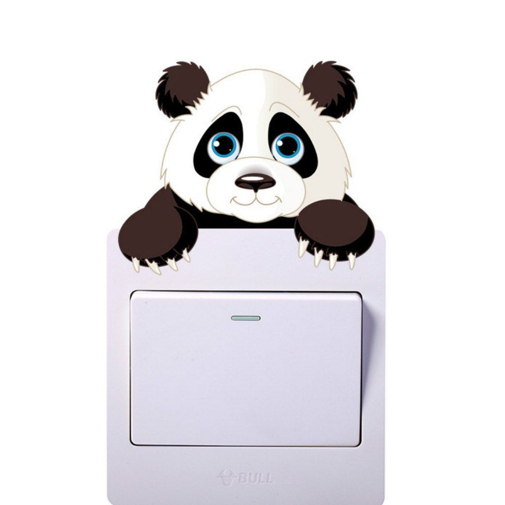 

Cute Animals Light Switch Sticker Remoable Wall Sticker, Black