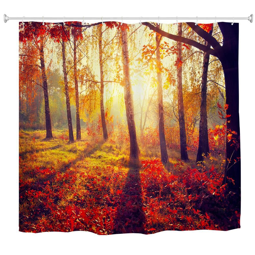 

Forest Morning Water-Proof Polyester 3D Printing Bathroom Shower Curtain, Multi-a