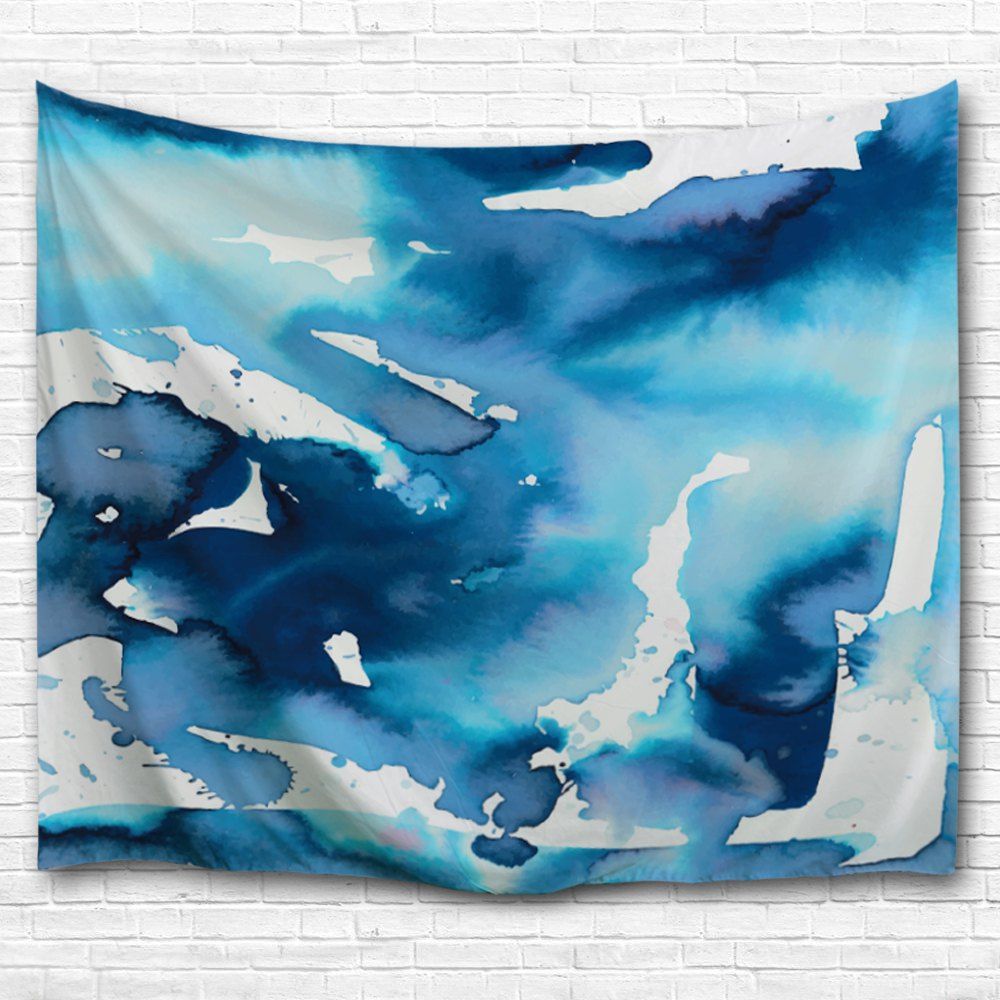 

Blue and White Ink 3D Printing Home Wall Hanging Tapestry for Decoration, Multi-a