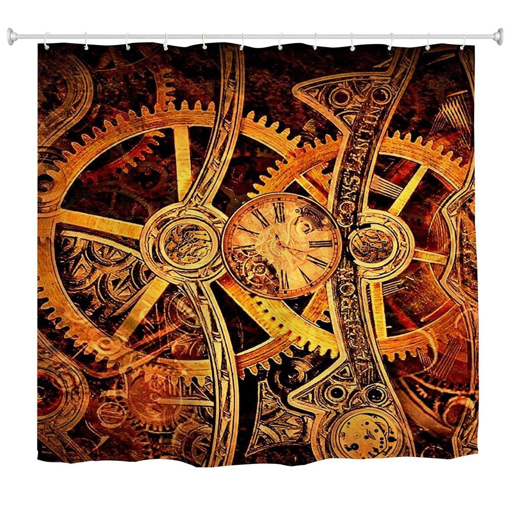 

Punk Gear Water-Proof Polyester 3D Printing Bathroom Shower Curtain, Multi-a