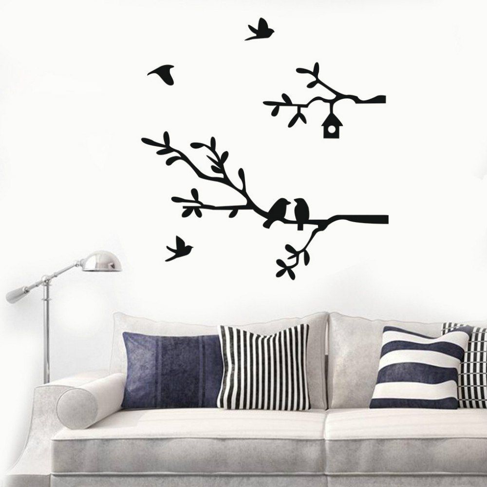 

Forest Animals Tree Wall Wtickers for Kids Room Decor, Black