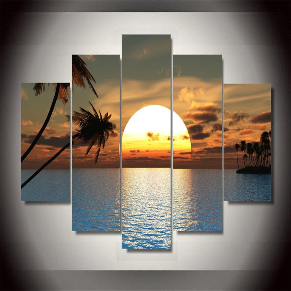 

Sunset Frameless Printed Canvas Wall Art Paintings 5PCS, Multi-a
