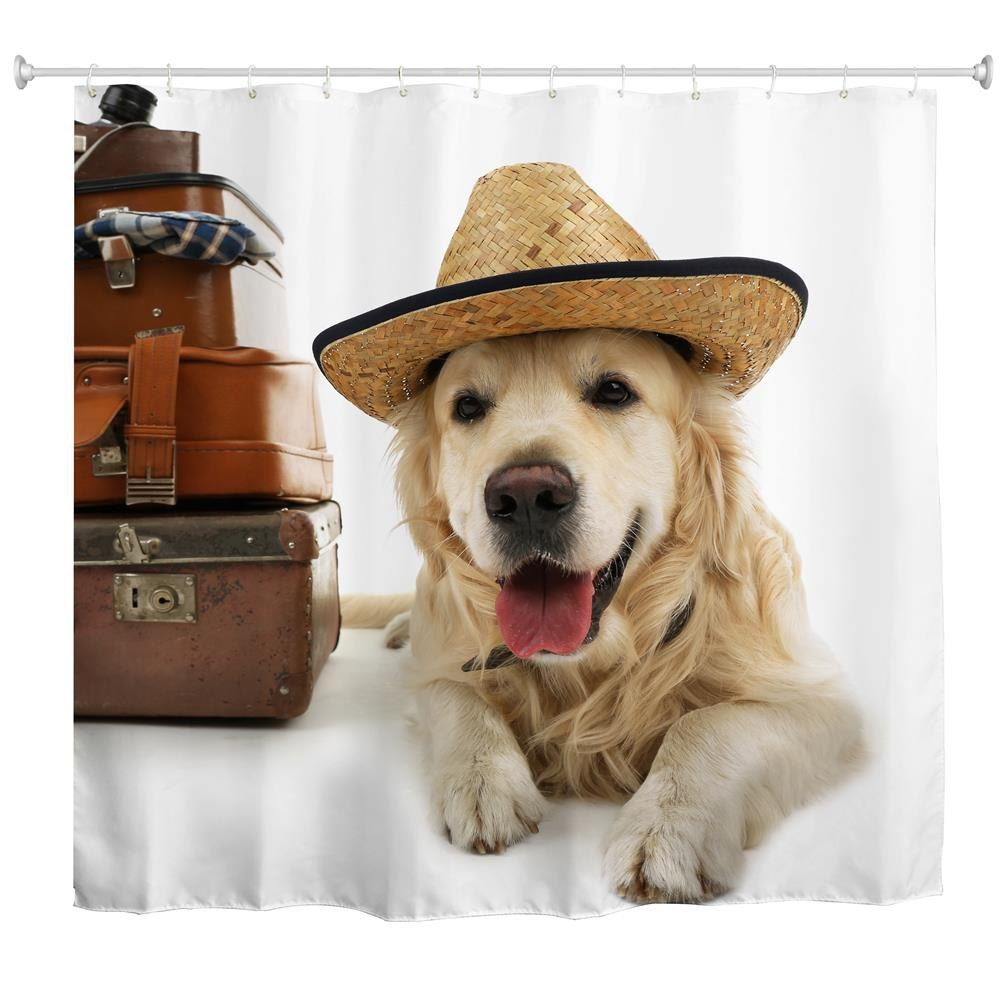 

Puppy Traveller Water-Proof Polyester 3D Printing Bathroom Shower Curtain, Multi-a