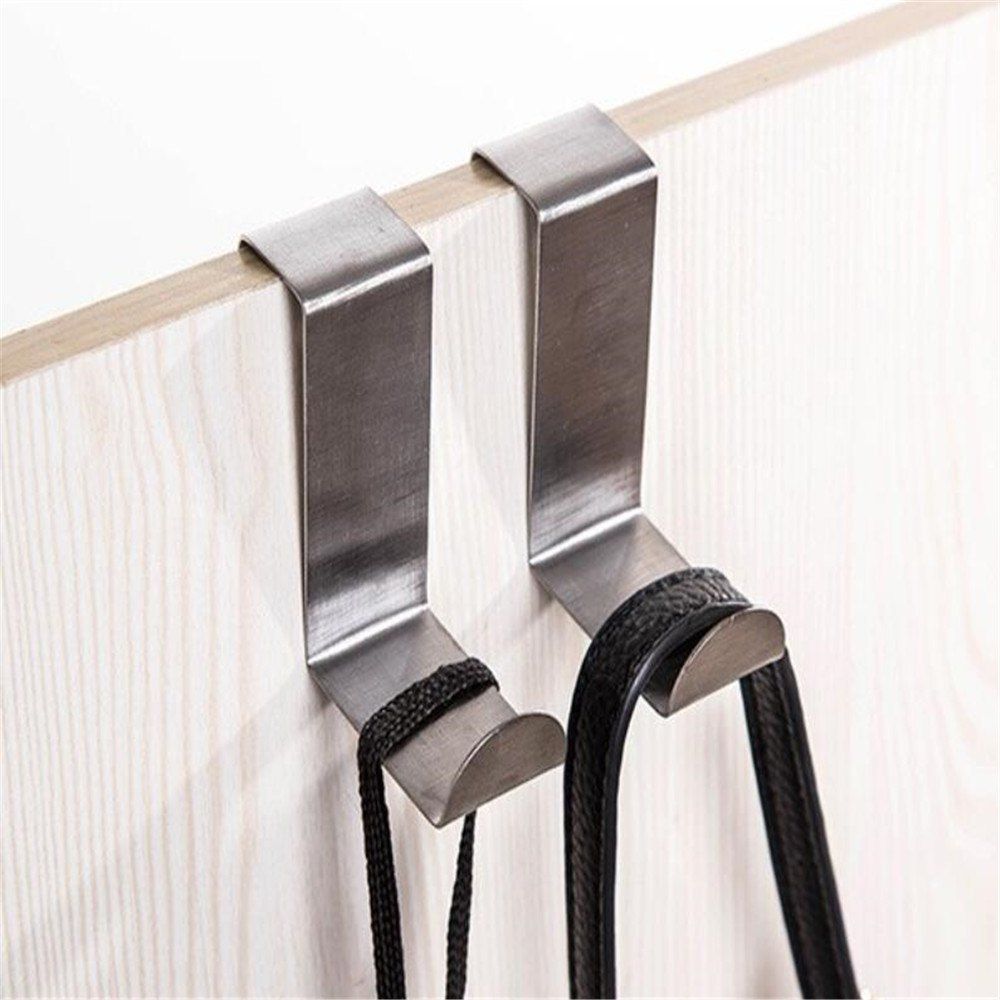 

Creative Stainless Steel Cupboard Door Hook Storage Supplies 2PCS, Silver