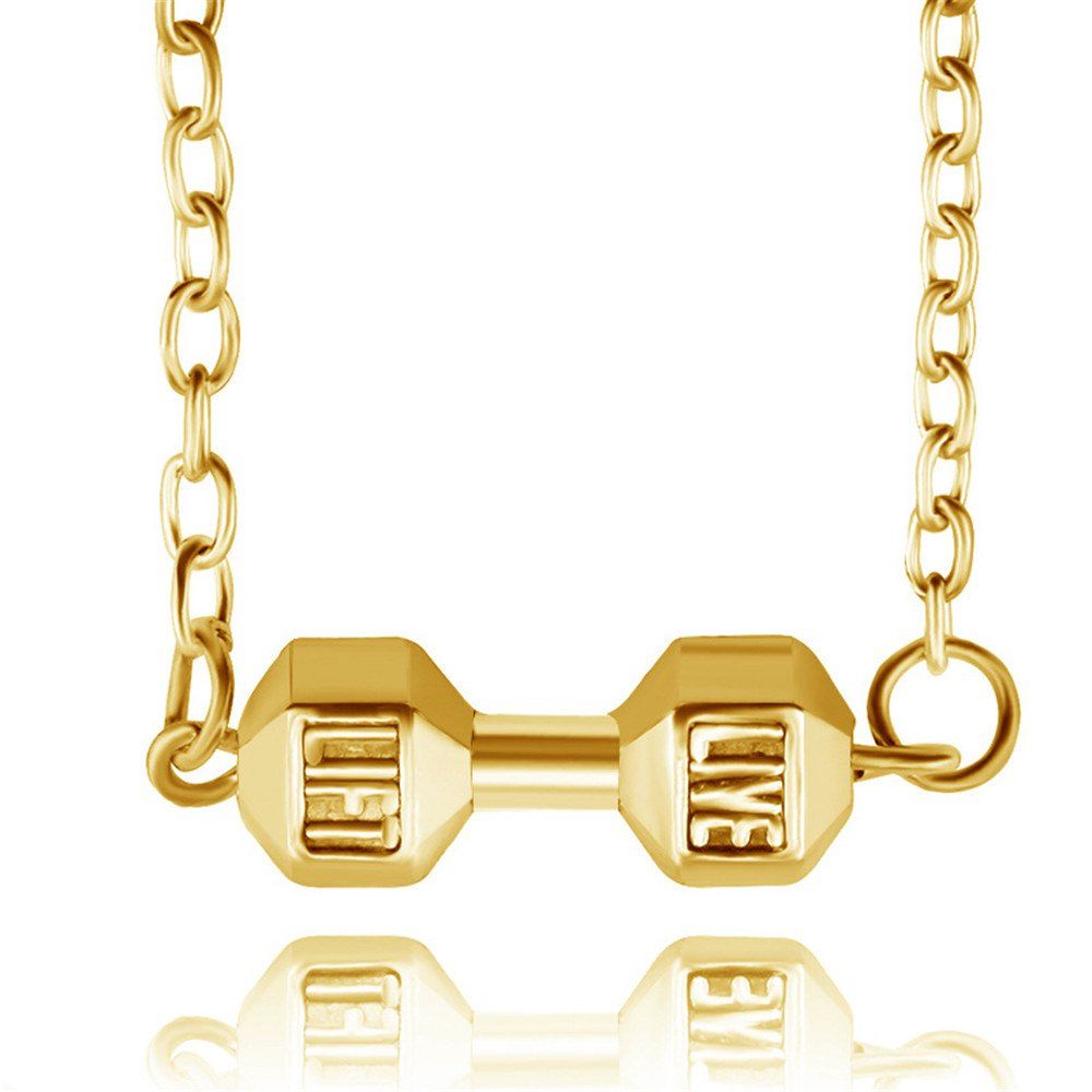 

Fashion Fitness Weight Lifting Dumbbell Pendant Necklace, Golden brown