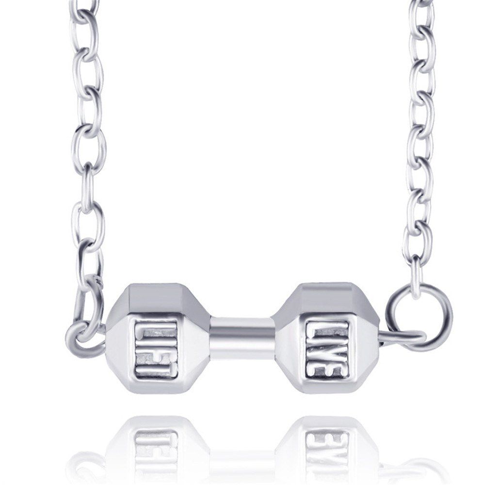 

Fashion Fitness Weight Lifting Dumbbell Pendant Necklace, Cool white