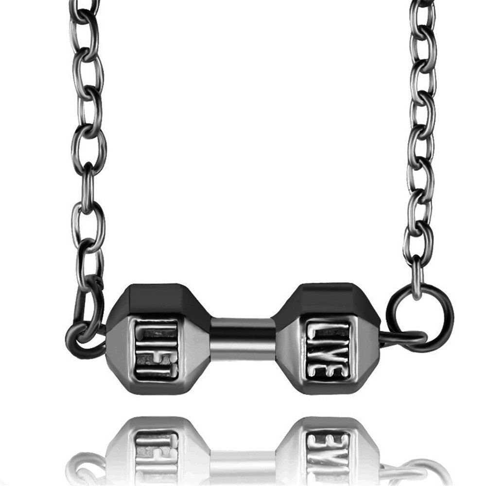 

Fashion Fitness Weight Lifting Dumbbell Pendant Necklace, Black