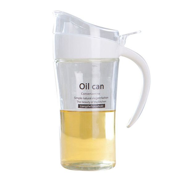 Bidon d'huile étanche en verre de grande capacité - Blanc 