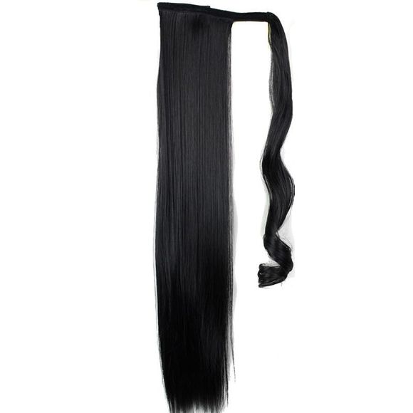 Wrap Synthétique Longue Droite Autour de Queue de Cheval Postiche Extension de Cheveux pour Femmes - Noir 24INCH