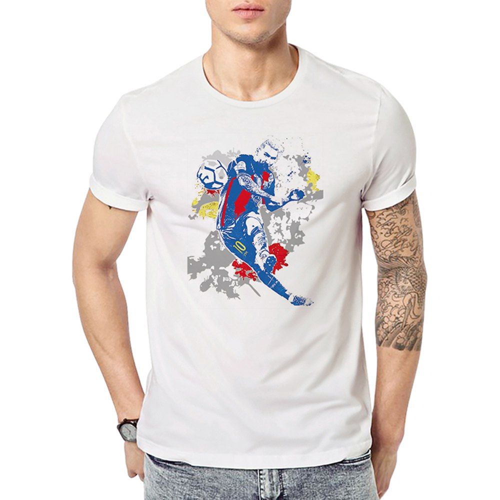 

Men's Digital Print Short Sleeved Summer Large Code T-Shirts, Multi-l
