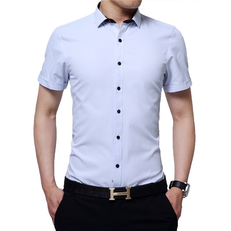 

Men's Solid Color Short Sleeve Shirt, Light blue