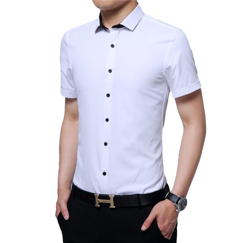 

Men's Solid Color Short Sleeve Shirt, White