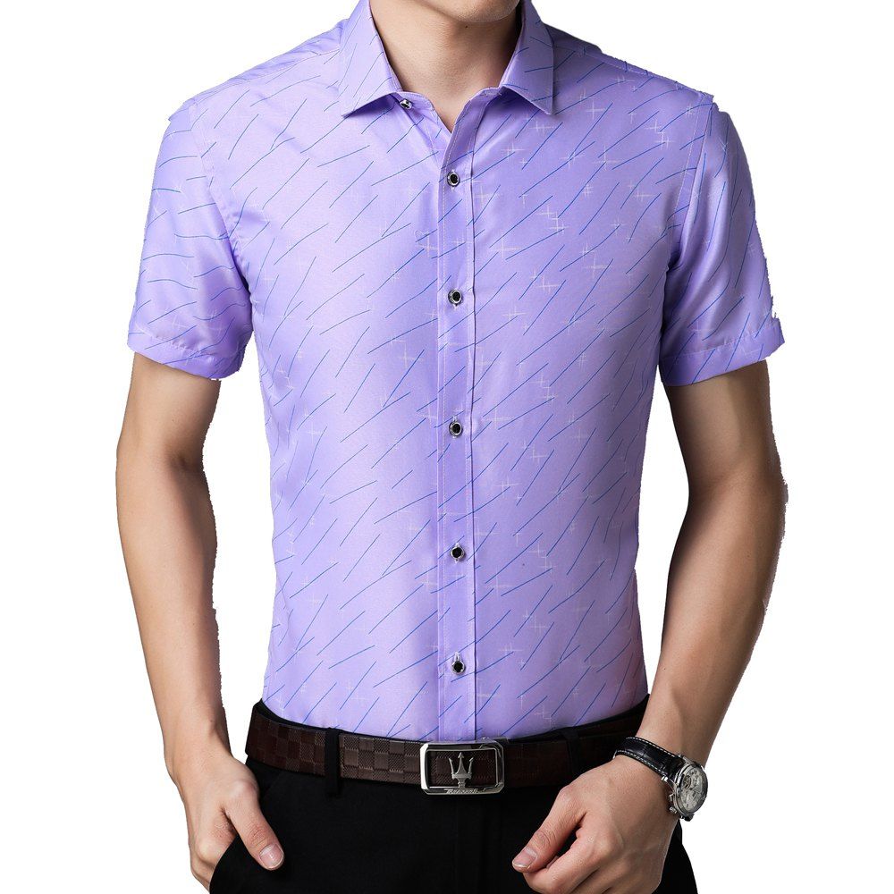 

Men's Printed Short-sleeved Shirt, Mauve