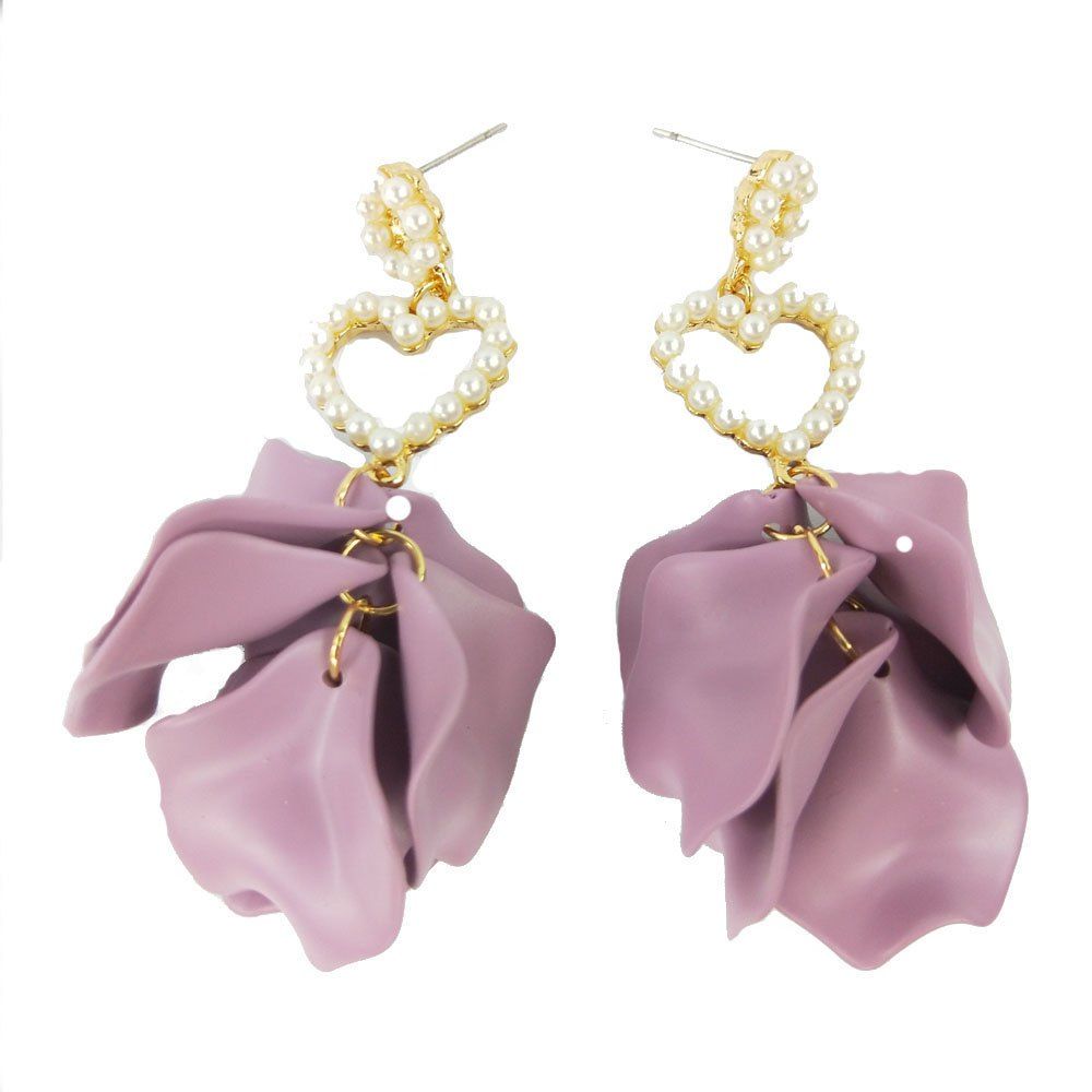 

Violet Flower Petal Earrings, Violet red