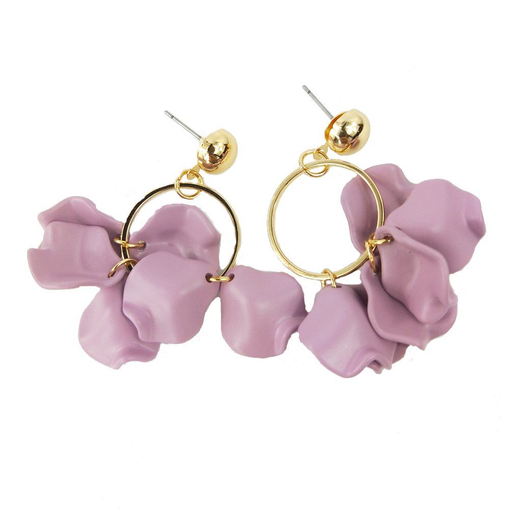 

Violet Flower Petal Ring Earrings, Violet red