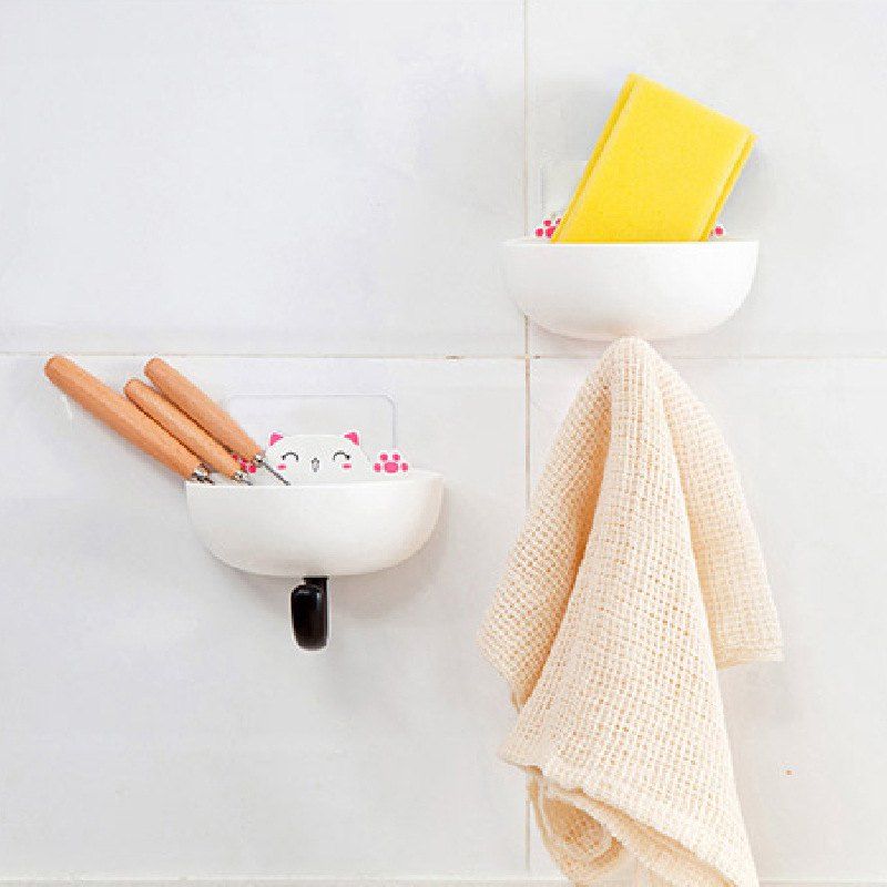 

Fat Cat Soap Box with Hook Home Articles Storage Dish Rack 2PCS, Multi-a