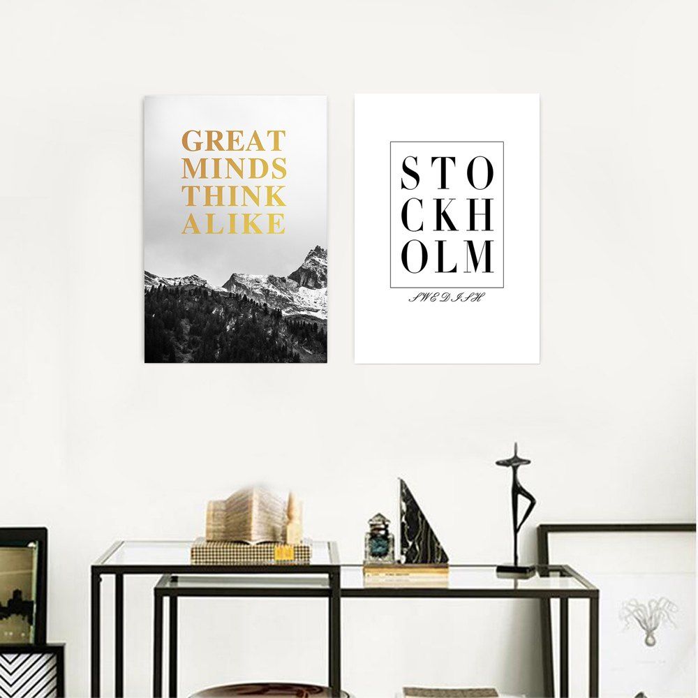 

W309 Letters Unframed Wall Canvas Prints for Home Decorations 2 PCS, Multi-a