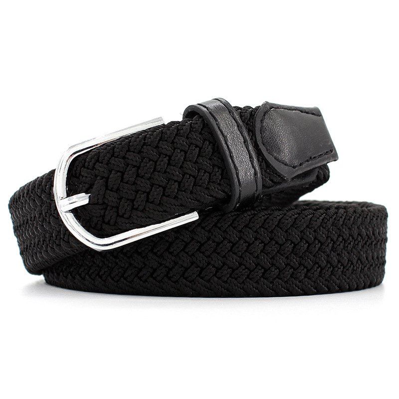

Fashion Elastic Woven Pin Buckle Belt, Black
