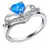 Cuivre en forme de coeur plaqué avec des anneaux de zircon - Bleu Dodger US SIZE 7