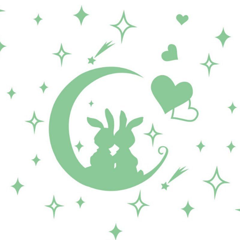 

Removable Cute Children Bedroom Moon Rabbit Cartoon Fluorescent Wall Sticker, Frog green