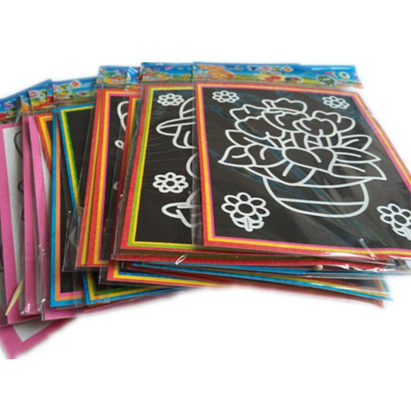 

Magic Color Scratch Art Paper Coloring Cards Scraping Drawing Toy 20PCS, Multi