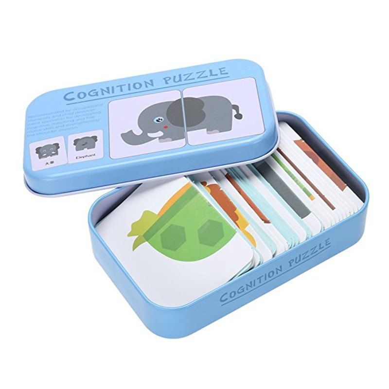 

Baby Learn English Pair Puzzle Cognitive Card Infant 32pcs/Box, Sea blue