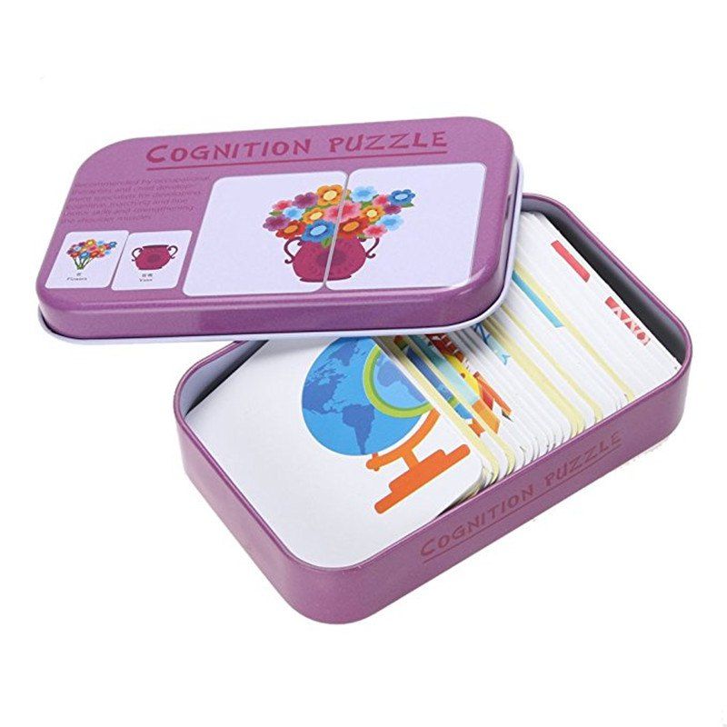 

Baby Learn English Pair Puzzle Cognitive Card Infant 32pcs/Box, Mauve