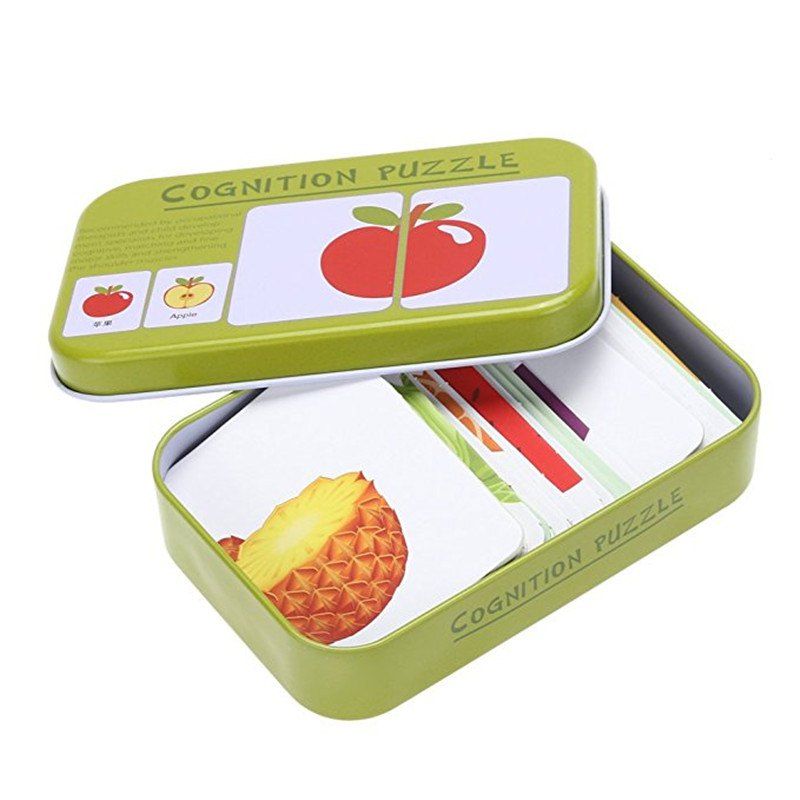 

Baby Learn English Pair Puzzle Cognitive Card Infant 32pcs/Box, Avocado green