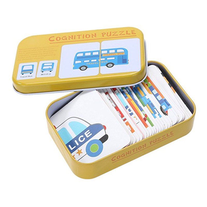 

Baby Learn English Pair Puzzle Cognitive Card Infant 32pcs/Box, Goldenrod