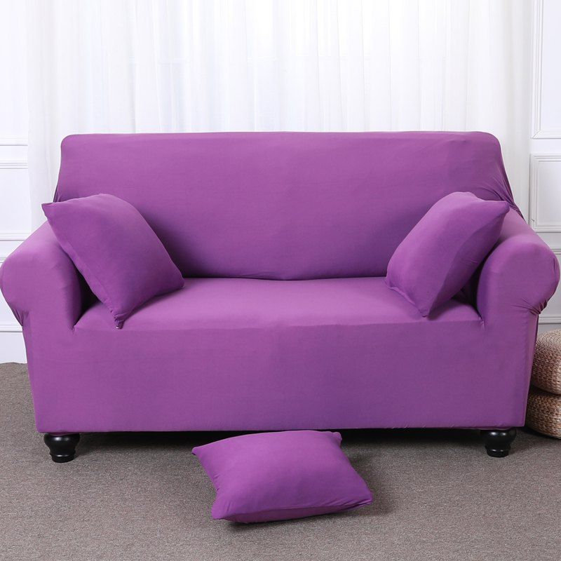 

Elastic Tight Package Anti-Skid Pure Color Sofa Cover, Purple