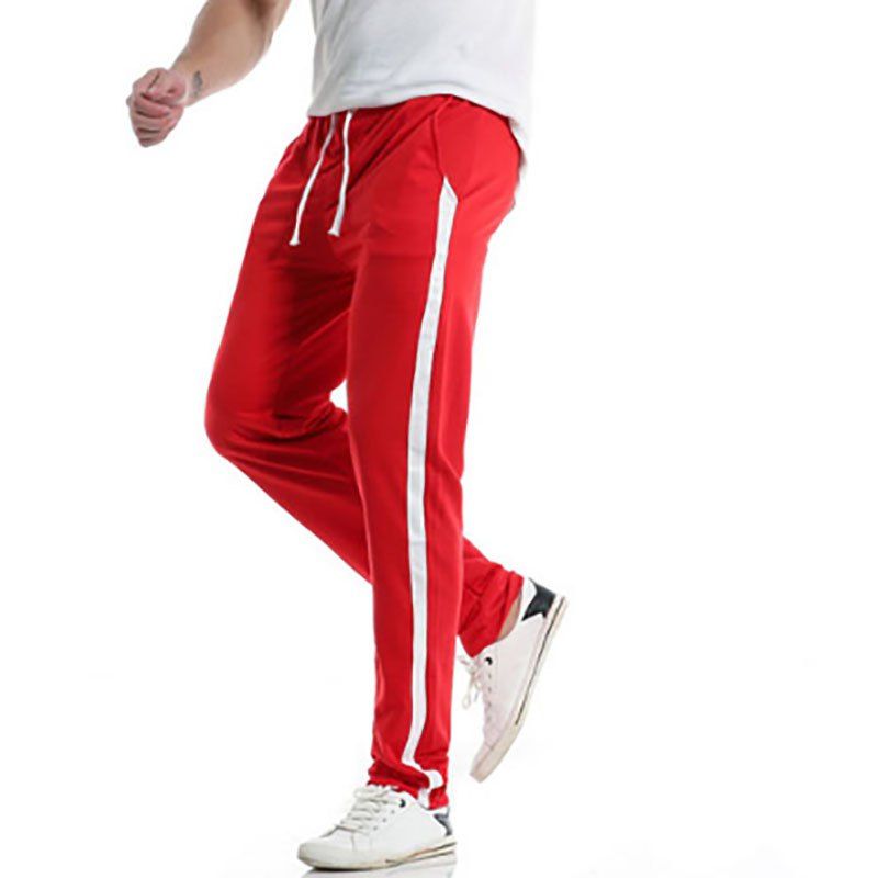

Fashion Men's Casual Side Stripe Design Sports Long Pants, Red