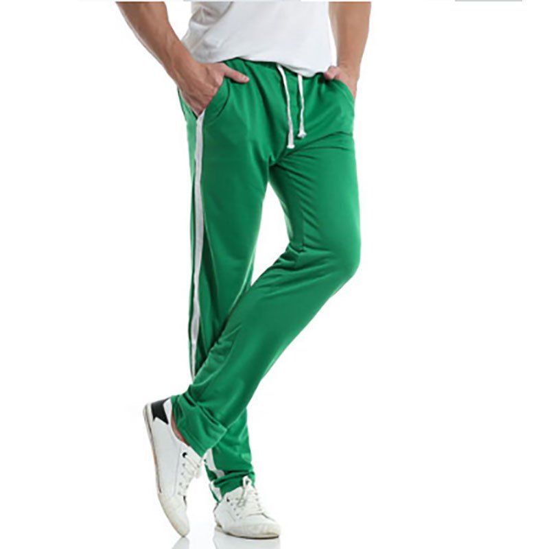 

Fashion Men's Casual Side Stripe Design Sports Long Pants, Green